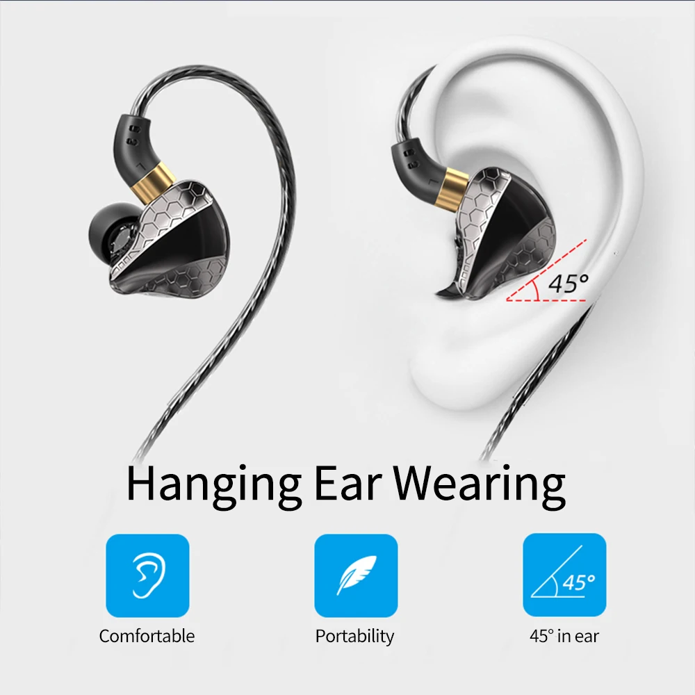 3.5mm Wired Headphones Microphone Bass-boosting Headphone Speaker Enhanced Sound Wired In-ear Headset with for Gaming