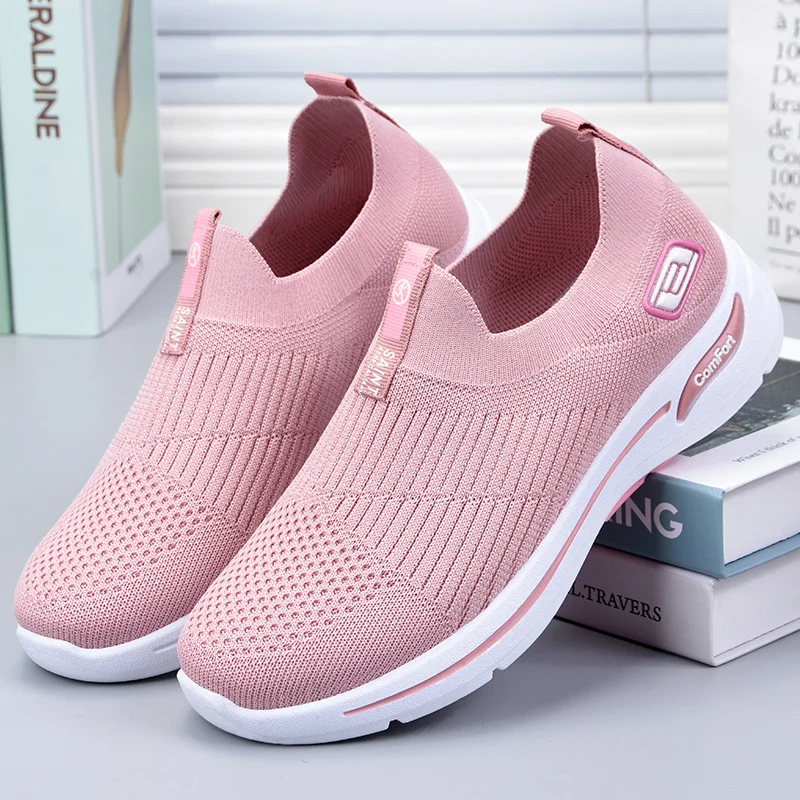 2021 Women Vulcanized Shoes Comfortable Women Sneakers Slip On Flats Breathable Shoes Women Loafers Plus Size 41 Walking Flat 