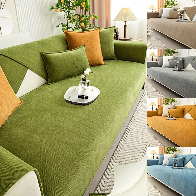 

Four Seasons Universal Sofa Cover Chenille Waffle Couch Cover Anti-Pet Scratching Couch Protector Mat for Living Room Carpets