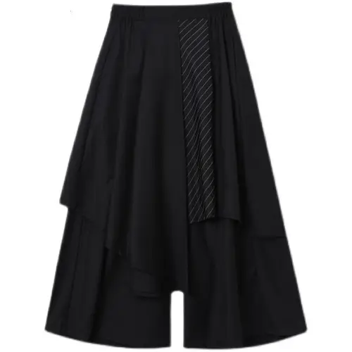 ARENS Japan Sstreetwear 패션 남성용 블랙 바지, 새로운 스트라이프 대비 컬러 패치 워크 불규칙한 느슨한 발목 길이 바지 2023 5