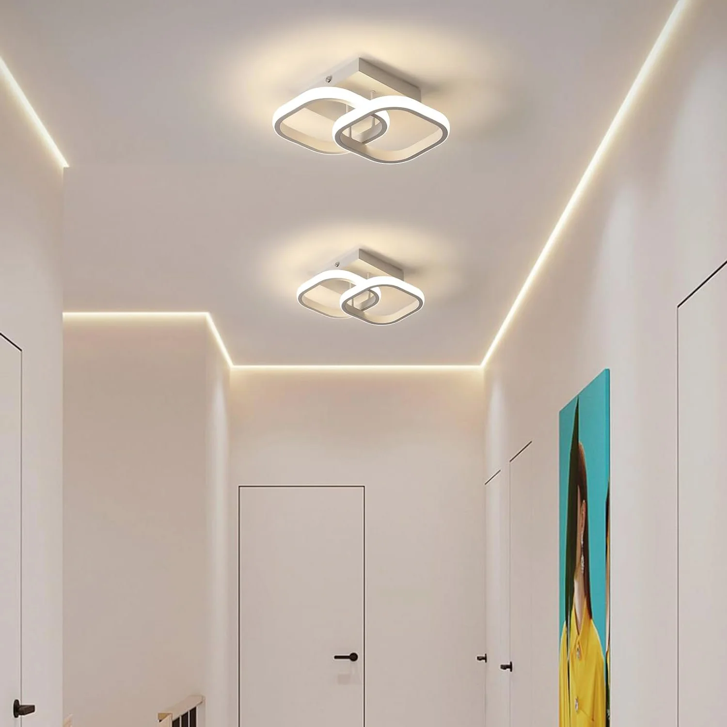 2pcs LED Ceiling Light,22W Modern Ceiling Lighting Acrylic Minimalism Square LED Ceiling Lamps for Hallway Office Bedroom Living Room,Neutral Light 4500K