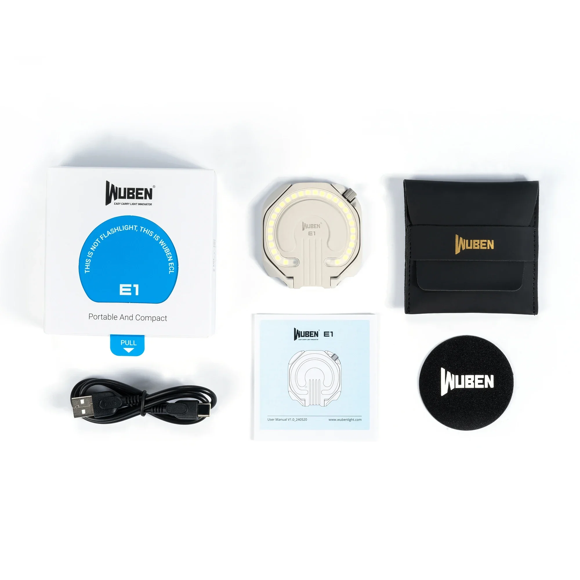 WUBEN E1 EDC Mini Flashlight, Rechargeable 300 Lumens LED Selfie