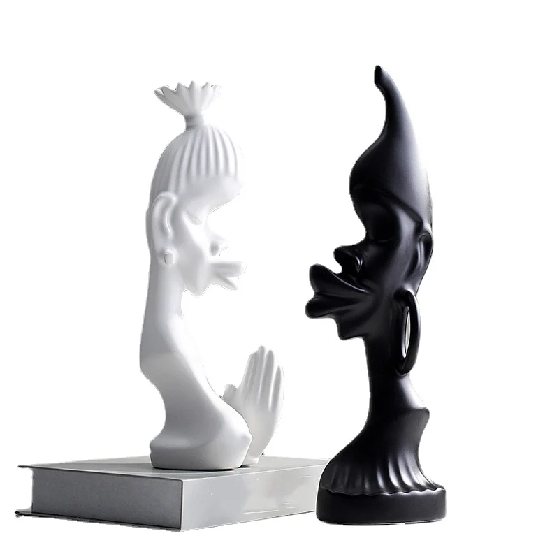 

African Couple Portrait Nordic Home Wine Cabinet Simple Resin Decoration Modern Living Room Creative Decoration Crafts