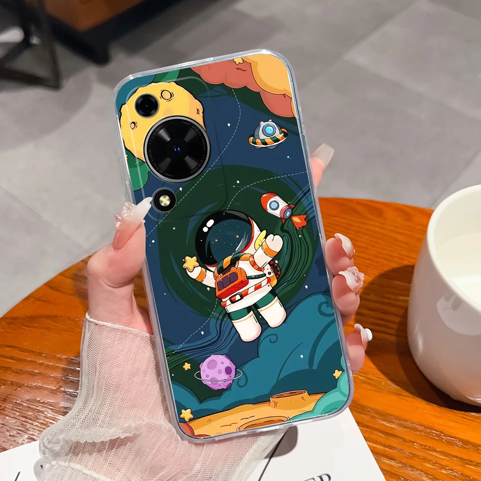 Cute Bear Flower Clear Protective Anti-Drop Phone Case - Soft TPU Cover