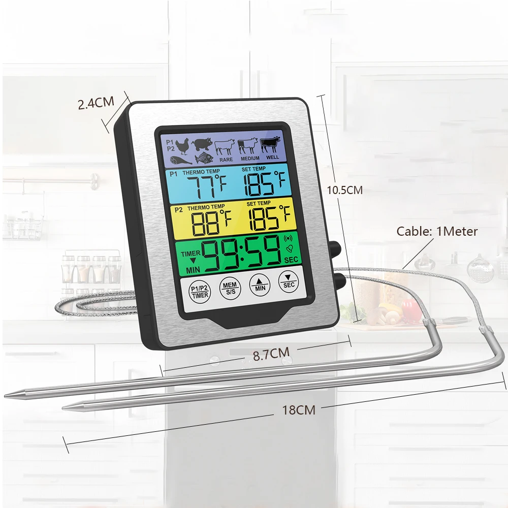 Tp16s Backlight Digital Bbq Oven Meat Thermometer Probe Kitchen Temperature  Lcd - Thermometer Hygrometer - Aliexpress