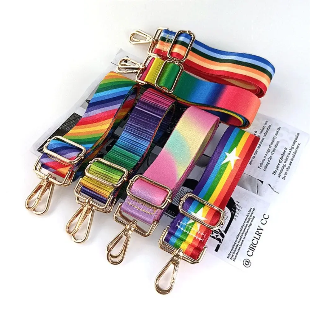 New Rainbow Color Bag Strap for Crossbody Adjustable Bag Belt For Bag Accessories Handbag Belt Wide Nylon Shoulder Bag Straps