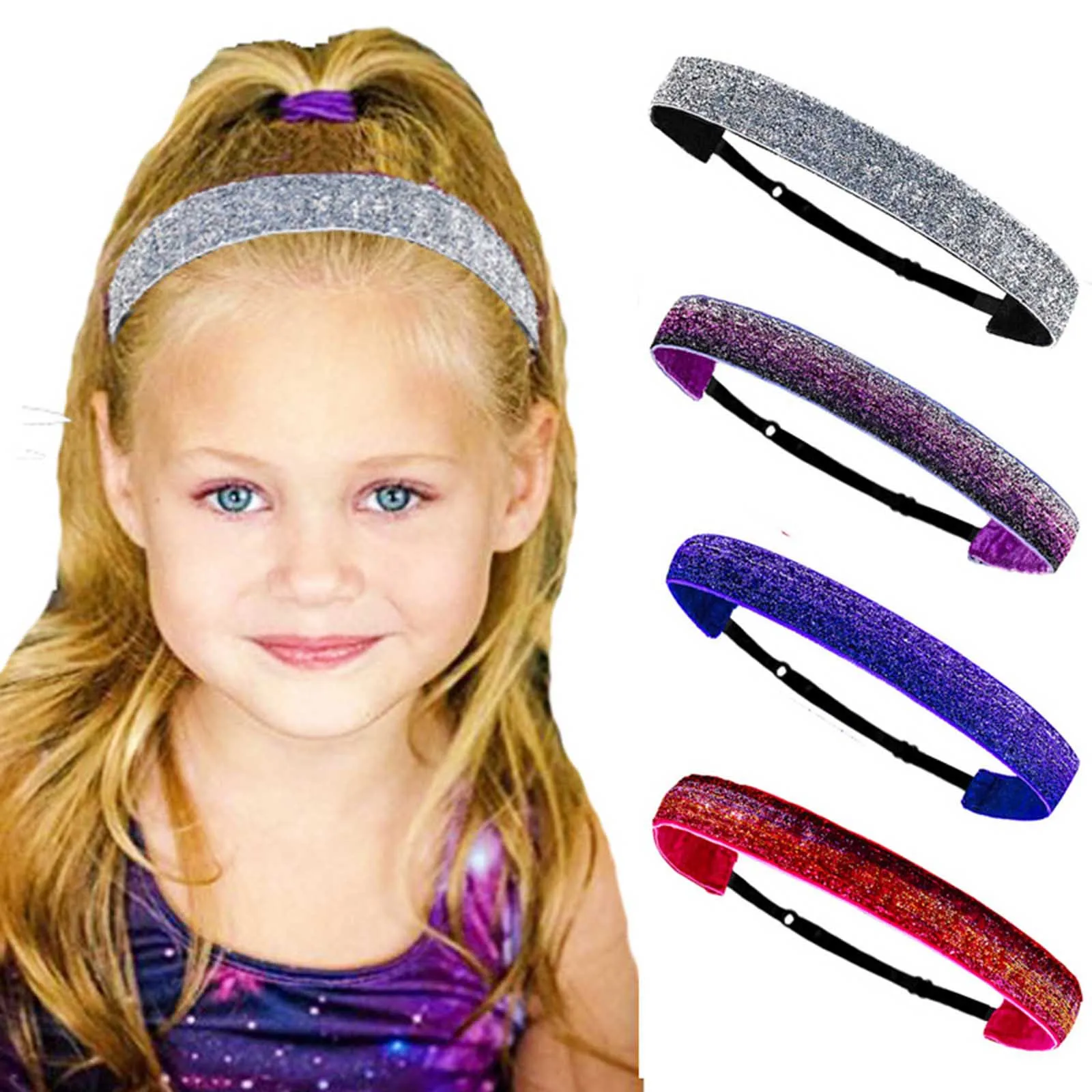 

Adjustable Non Slip Head Hair Glitter Cute Elastic Headwear Sport Yoga Headband Sports Hairbands Men