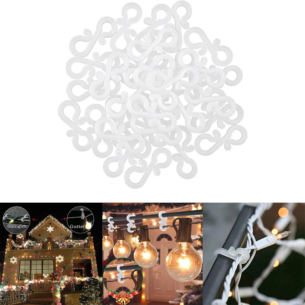 50Pcs Gutter Hanging Hooks Clips For Xmas String Lights Outdoor RV LED