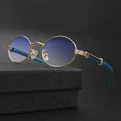 CATERSIDE 2022 Luxury Brand Designer Glasses Man Retro Classic Round Oval Sunglasses Men Fashion Popular Travel Wooden Shades