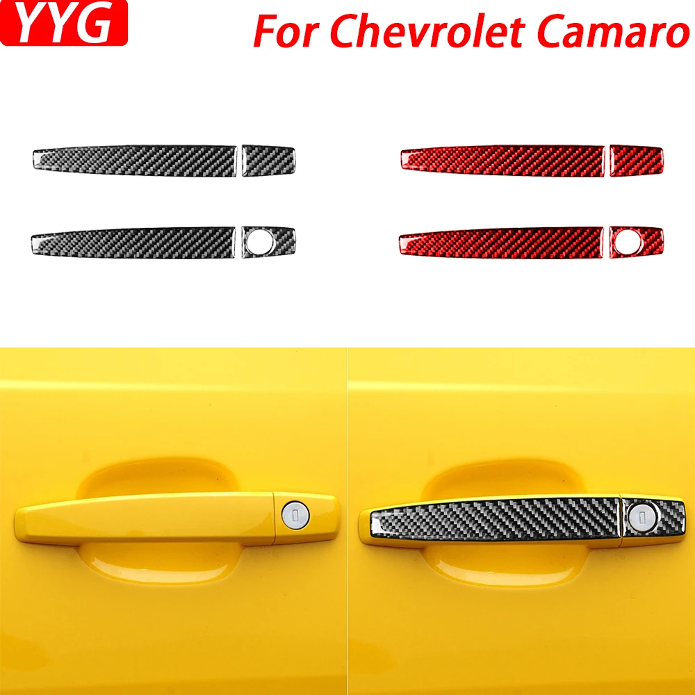 

Панель внешней дверной ручки для Chevrolet Camaro 2010-2015 из настоящего углеродного волокна, декоративная крышка, аксессуары для украшения автомобиля, наклейка