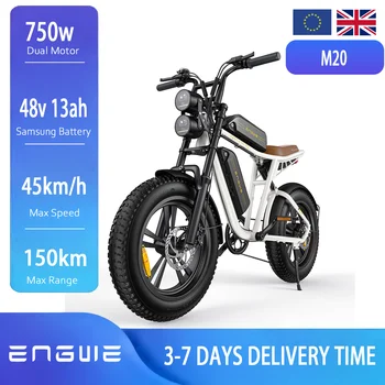 ENGWE M20 750W 48v 13/26Ah Batteria Rimovibile Bicicletta Elettrica con Pneumatici Fat da 20 Pollici, E-bike Fuoristrada da Montagna a 7 Velocità