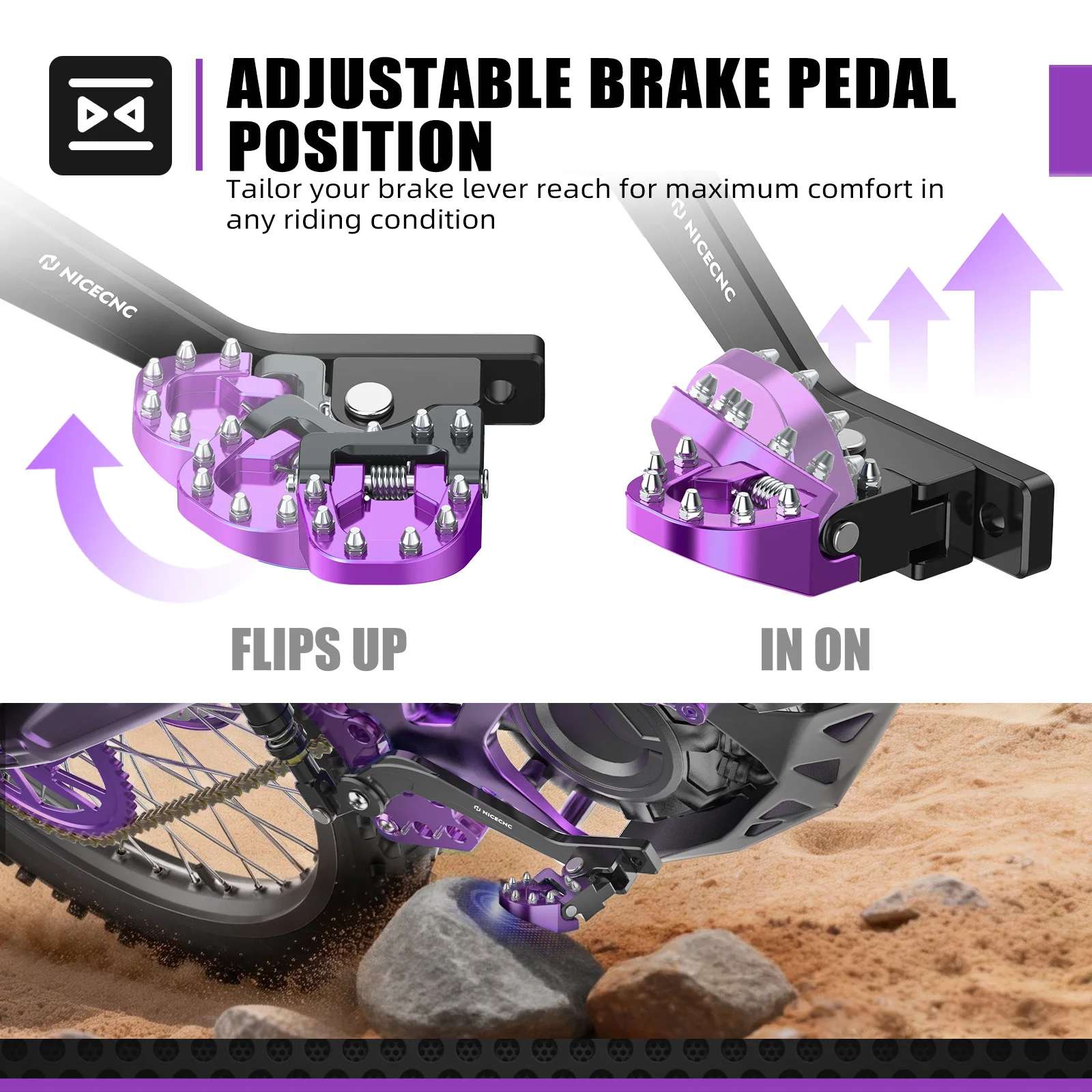 Für Surron Light Bee X S und Segway X160 X260: Hydraulische Hinterradbremse & Fußrastenverlängerung & Fußstützenhalterung aus Aluminium – Detail 3