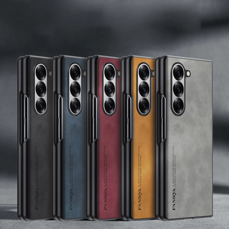 Luxurious Matte PU Leather Foldable Phone Case Back Cover