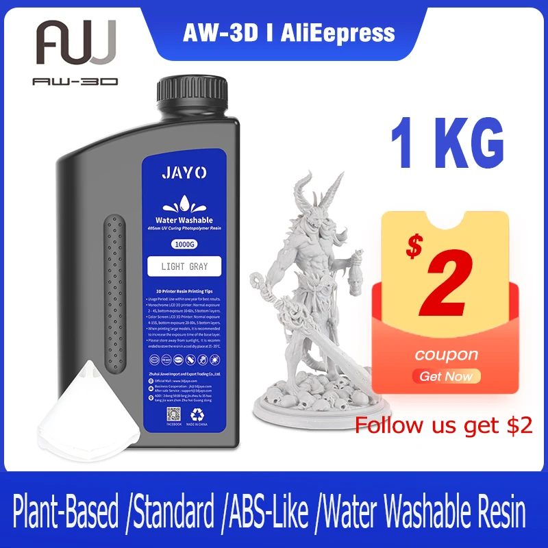 

JAYO 3D Printer Resin 1KG 405nm Liquid Rapid UV Curing For LCD Photopolymer Resin 3D Printing Material