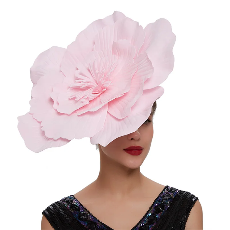 Women Large Flower Hair Band Bow Fascinator Hat Headdress Bridal Makeup Prom Photo Shoot Photography Hair Accessories
