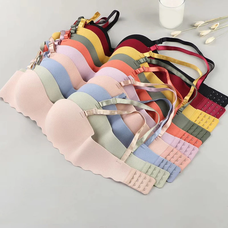 

Candy Color Underwear Women's Anti-skid Summer Thin Seamless Smooth Bra Gathers Girls Student Without Steel Ring Japanese Style