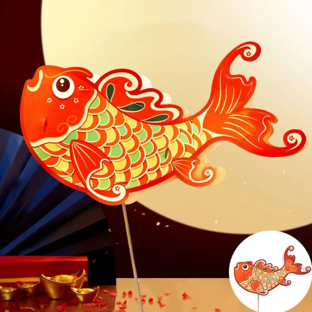 

LED Light Kids DIY Lantern Festival Lantern Handmade Blessings Koi Carp Fish Lantern Glowing Luminous Chinese Style Lamp Lantern