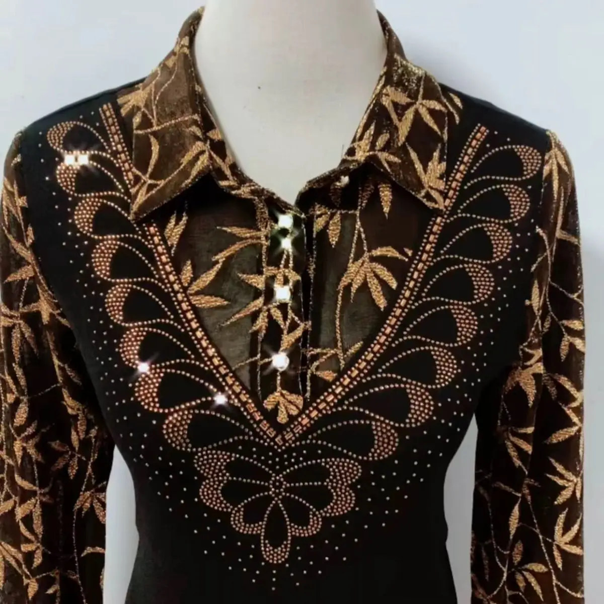 Bamboo leaf flower 2537 [premium spring/autumn lightweight] base layer top middle-aged mom style korean style