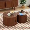 Modern Round Coffee Table Set of 2 with Storage Compartment and Sliding Door, Side End Accent Table for Living Room, Bedroom 5