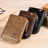 Portefeuille pour hommes en cuir porte-carte de visite fermeture éclair sac à main portefeuilles de luxe pour hommes RFID Protection sacs à main Carteira Masculina luxe 1