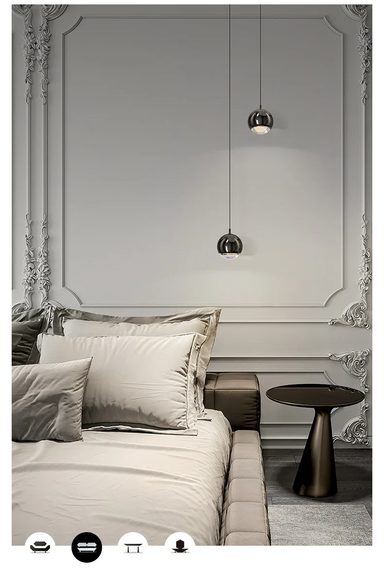 Bedhead bedroom pendant light modern and simple internet celebrity creative light luxury new LED background wall bar desk light