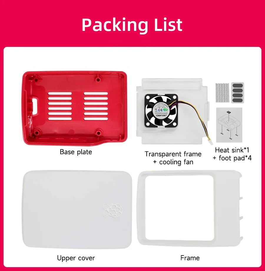 Official Raspberry Pi 5 Case Red White ABS Shell with Fan Support Cluster Stacki