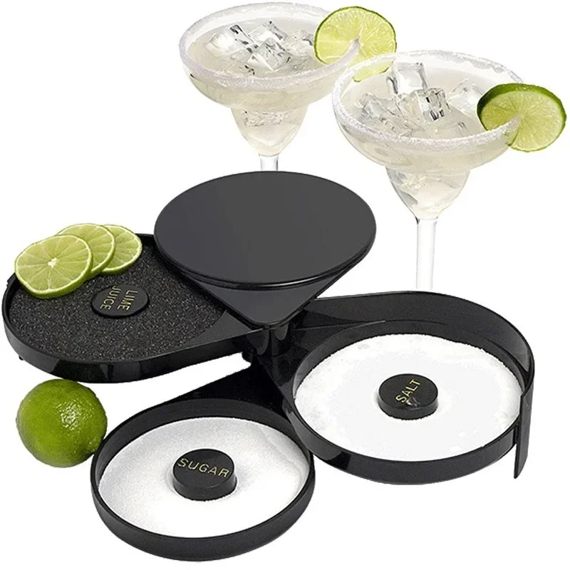

Bartender Dipping Salt Box Bar Bartender Margarita Cocktail Set, Bartender Decoration Tool Bar Tool Three Layers