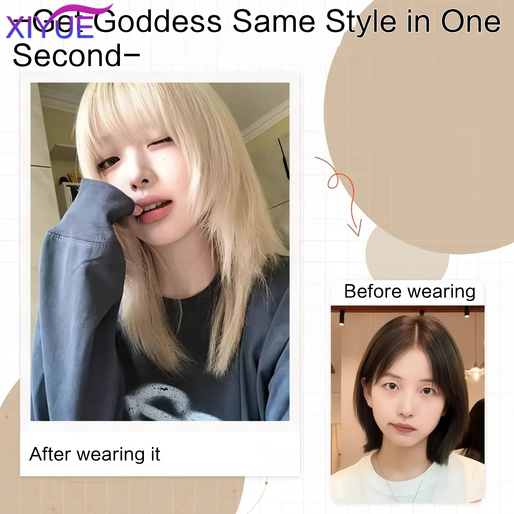 XIYUE Synthetic Fiber Wigs for Women Long Straight Brown Blonde Wig with Bangs Heat Resistant Fashion Natural Daily Party