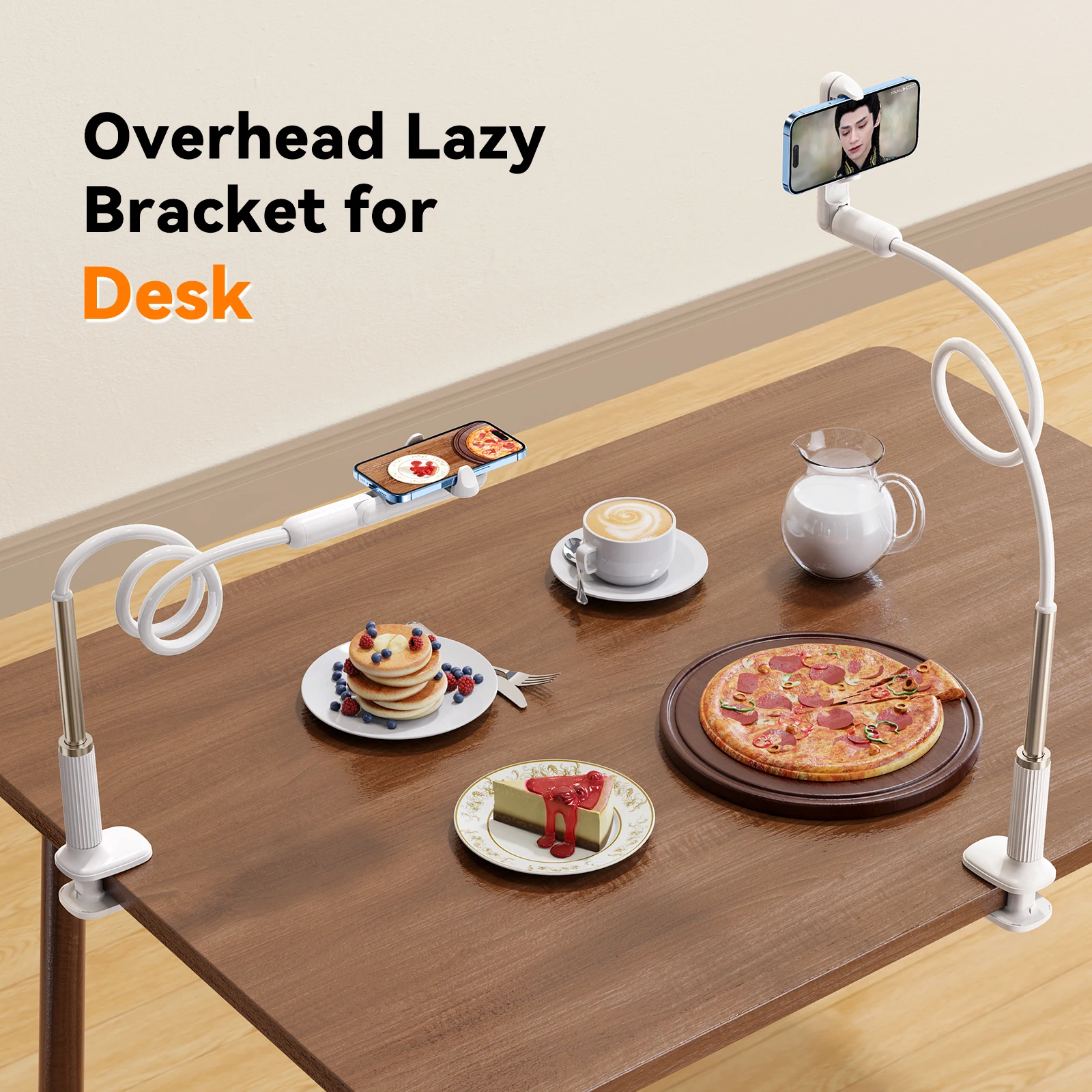 Eary Gooseneck Phone Holder For Bed Lazy Bracket Adjustable Long Arm Flexible Stand Mount For Desk CellPhone Universal Kickstand