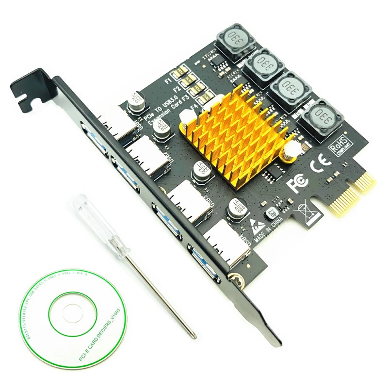 

PCIE USB 3.0 Riser Card For Desktop 1 Set Professional 4 Port PCI-E To USB3.0 HUB PCI Express Expansion Card Adapter 5Gbps Speed