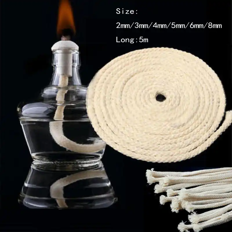AOZUO 20PCS 1/4\" Round Cotton Oil Lamp Wicks, Braided Cotton...