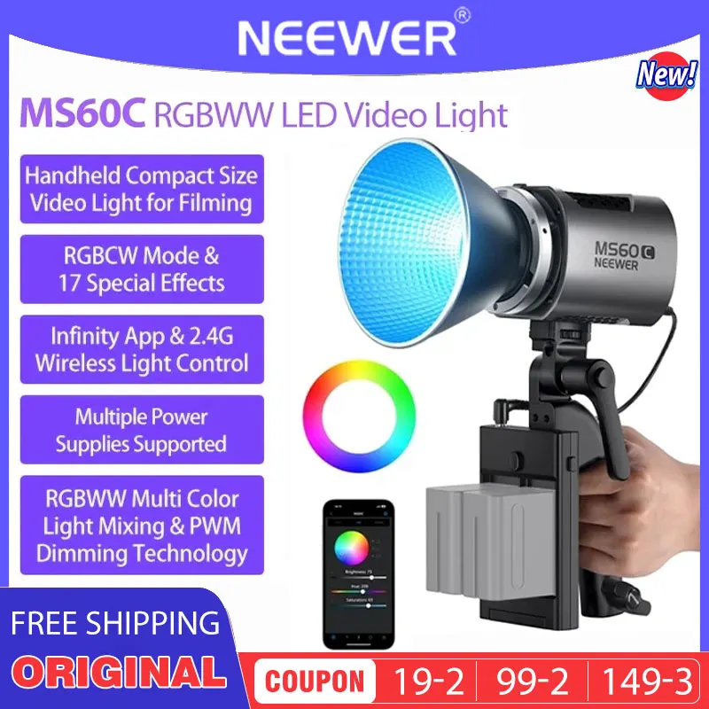 新品】NEEWER MS60C RGBWW LEDビデオライト