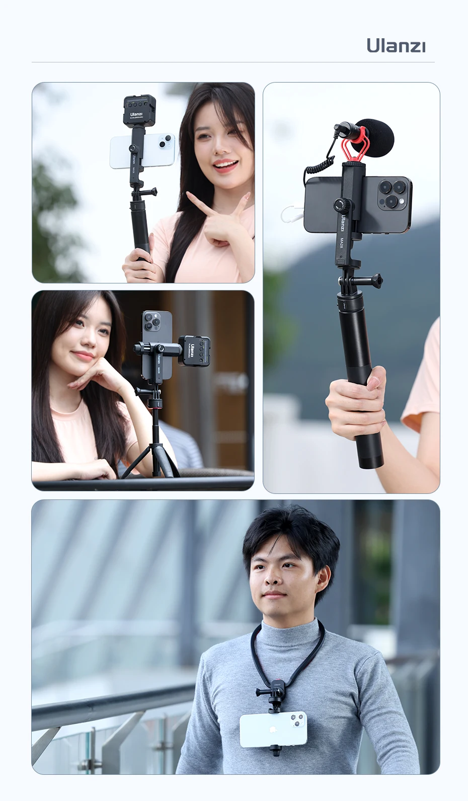 MA28 Phone Tripod Holder Clamp Vertical Horizontal Shooting Phone Mount Holder f