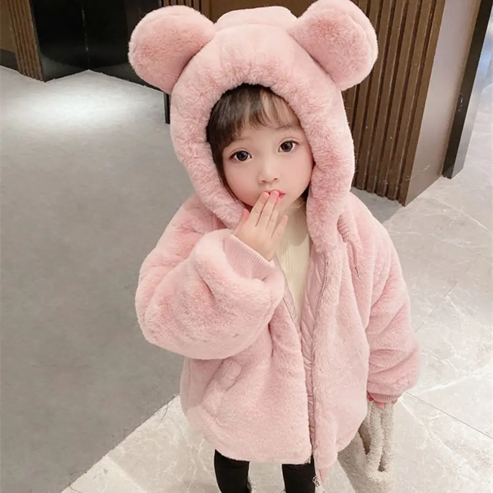 

Girls' Imitation Fur Coat Medium and Large Children's Thickened Warm Wool Sweater Children's Winter Clothes Artificial Coat S110