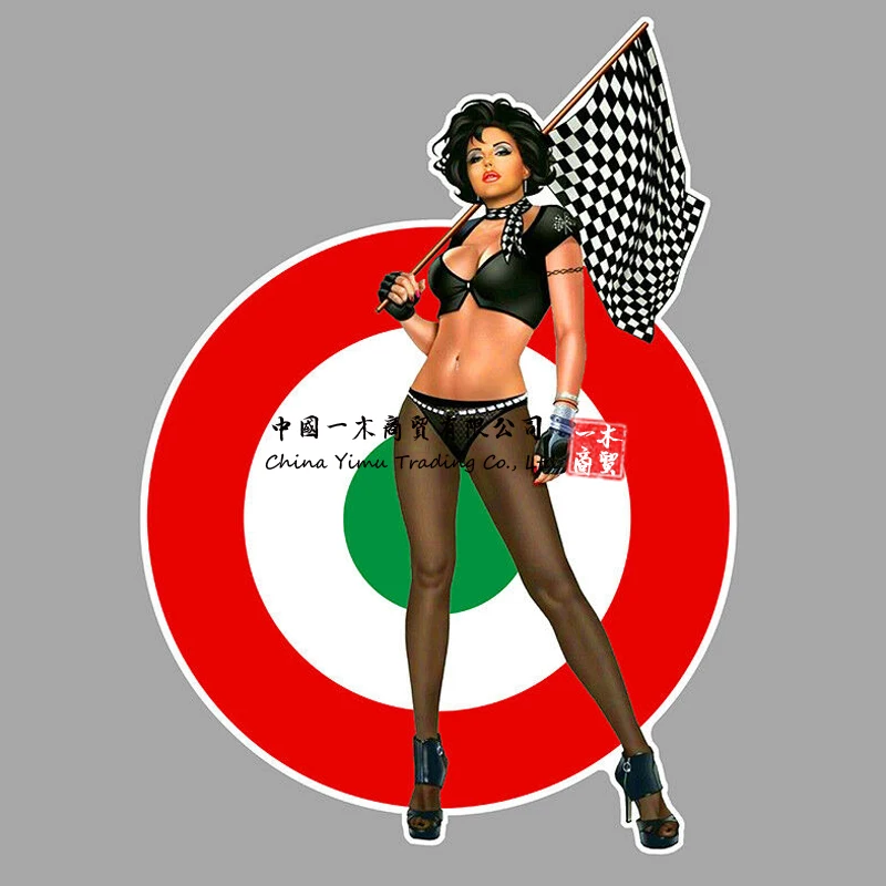 Naked Woman Sticker Pin Up Pin Up Italie Italia Vespa Fiat Drapeau Damiers Scuderia Off Road