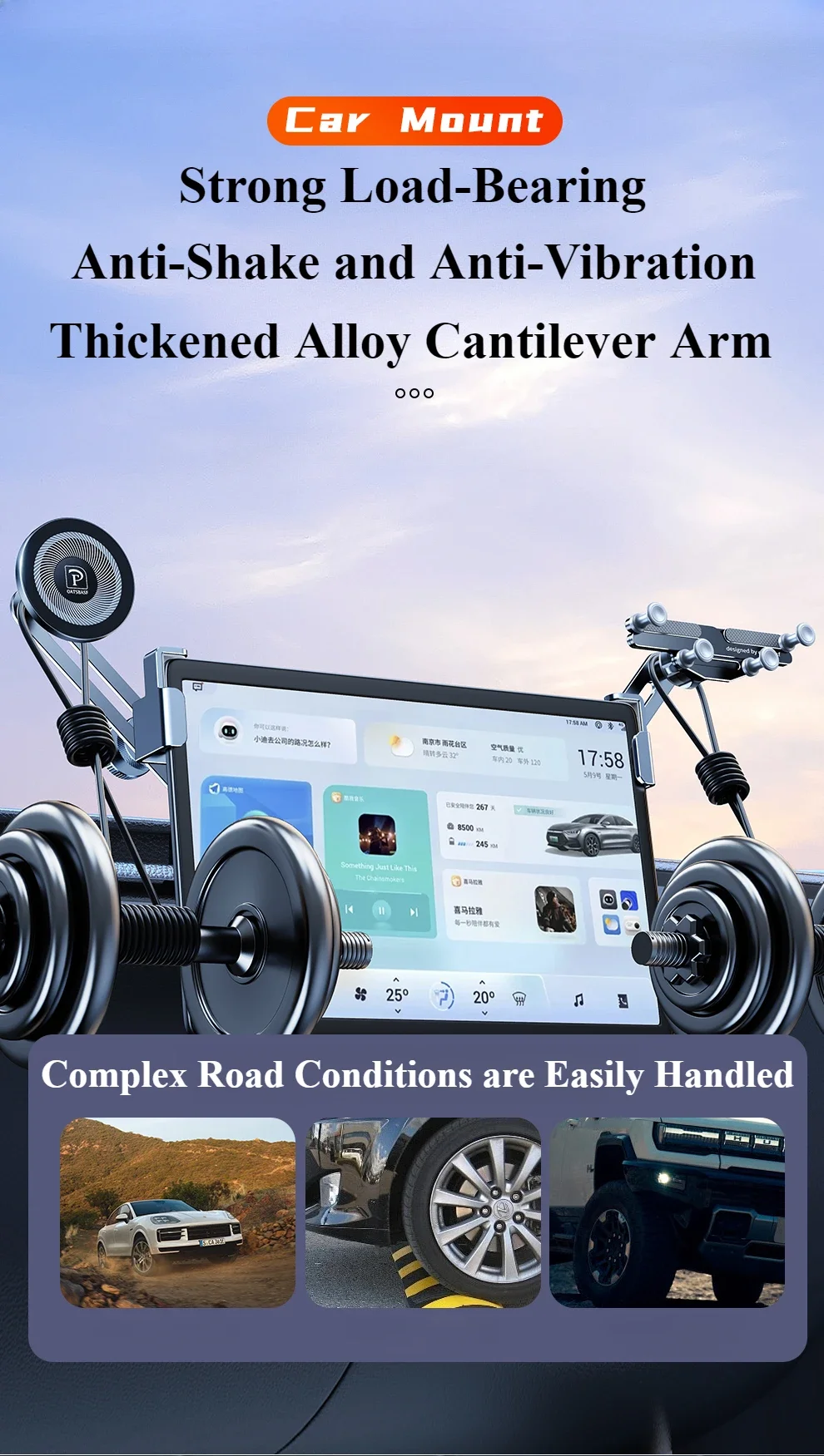 Eary Alloy Car Phone Stand for Tesla Model 3 Y Dual-position Car Screen Phone Holder for Magsafe Car Metal Bracket Tablet Stand