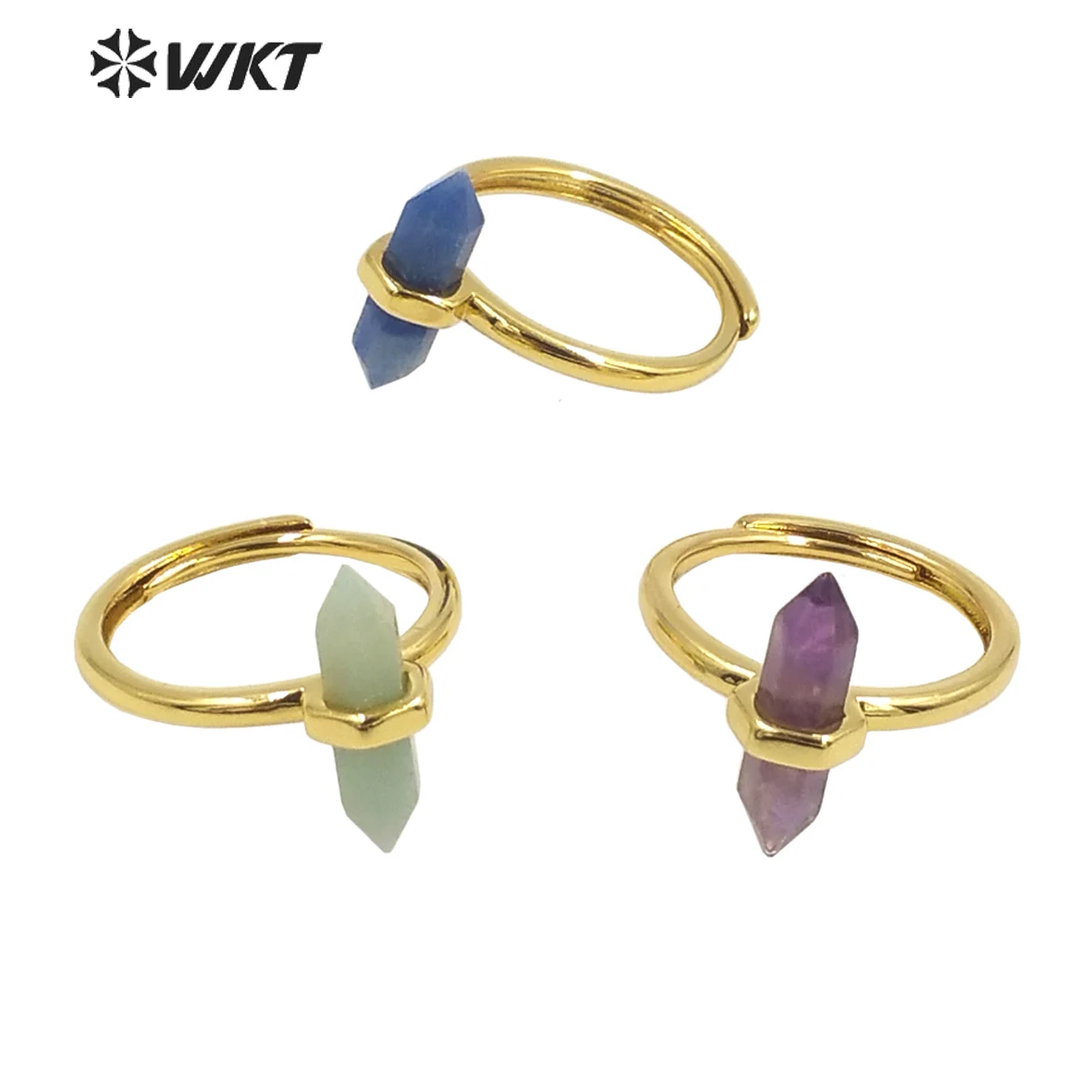 

WT-R403 WKT 2022 Новое поступление Кольца из натурального черного оникса розового кварца с кристаллом кварца аметиста Регулируемые кольца женский подарок Вечерние