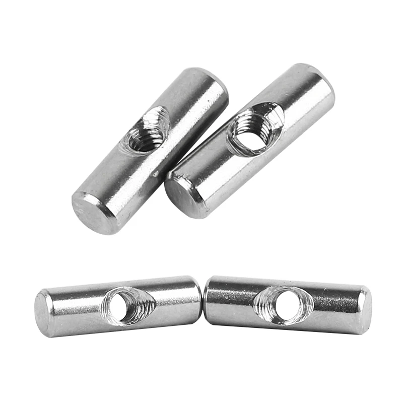 5 Pieces 304 Stainless Steel Hammer Nut One-word Thread with Hole Cylindrical Positioning Pin Embedded Connection Nut M4 M5 M6