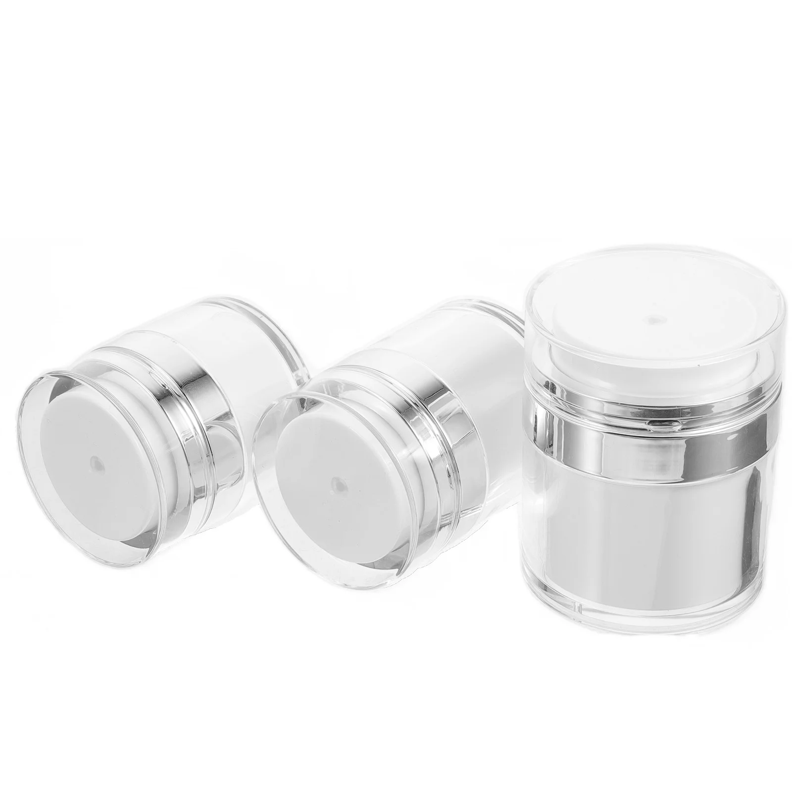 

3 Pcs Vacuum Cream Jar Round Makeup Organizer Portable Plastic Bottle Empty Can Sub Travel Toiletry Bottles Creams