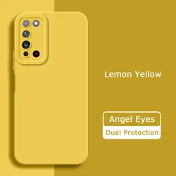 Angel Eyes Square Liquid Silicone Shockproof Phone Case - Soft Camera Protection & Fashionable Cover for Honor X10 5G (Lemon Yellow)