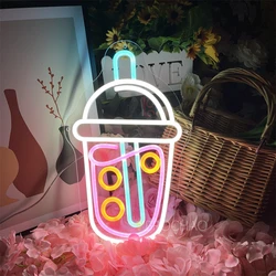 Led Neon Sign Lights Boba Milk Tea Shop Neon Led Sign Pantry Room Decoration Wall Hanging Neon Light Sign For Cafe Restaurant