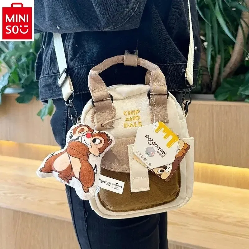 MINISO Disney Carton Chichitti Fashion Canvas Casual Shoulder Bag Women's Large Capacity Storage Crossbody Bag