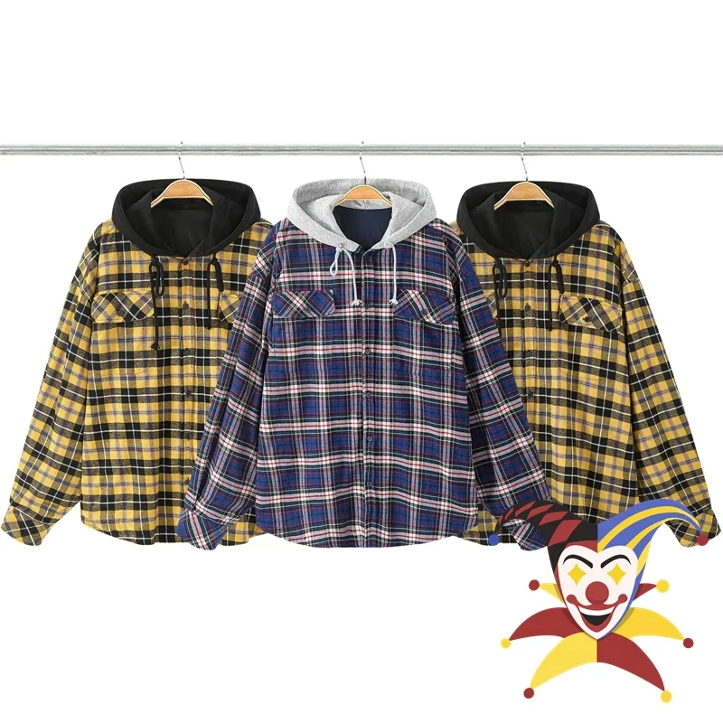 

Plaid GRAILZ Double Sided FLANNEL Hoodie Men Women 1:1 Best Quality thick Keep Warm Patchwork Pullover