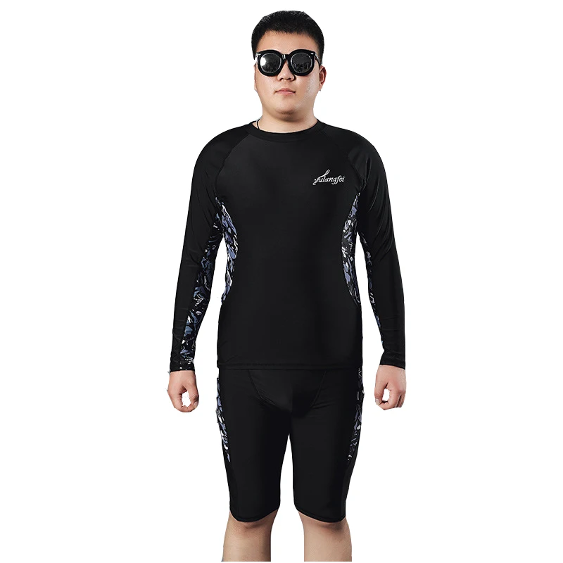 Swimwear Men Set Large Size Swimsuits 2 Piece Bathing Suit Black Color Beachwear Rashguard Swimming Shorts Badehosen Herren Surf