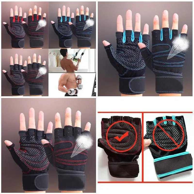 Sports Gym Gloves Half Finger Breathable Weightlifting Fitness Gloves Dumbbell cycling gloves