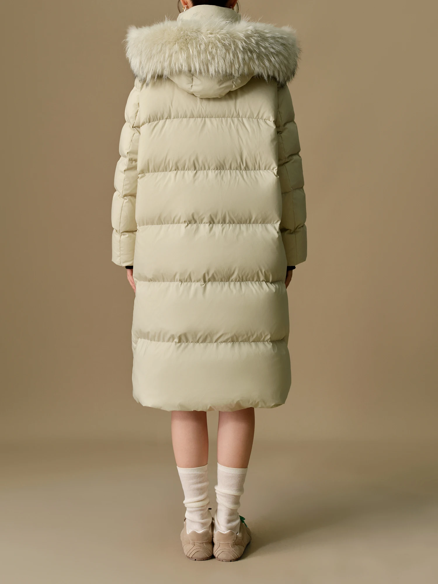 DUSHU 219.9G Filling Amount Plus Size Fur Collar Thickened Mid-length Down Jacket for Women 2024 Winter New Down Coat 24DS84045