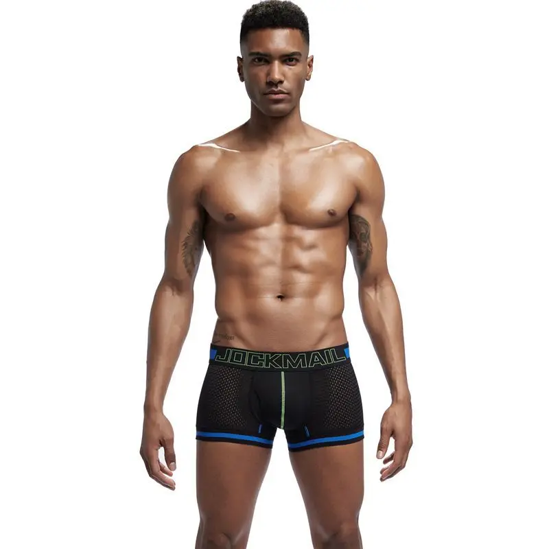 cheap boxers Men's mesh stitching boxer briefs sexy U convex polyester boxers