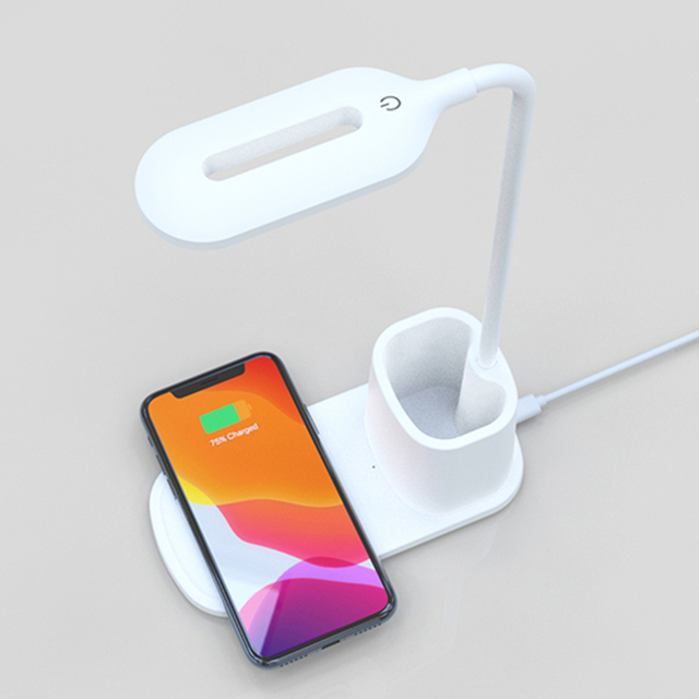 USB Table Lamp With Wireless Charger Multi-Function Reading Desk Light Flexible Touch Eye Protect Bedroom Office Table Lamp