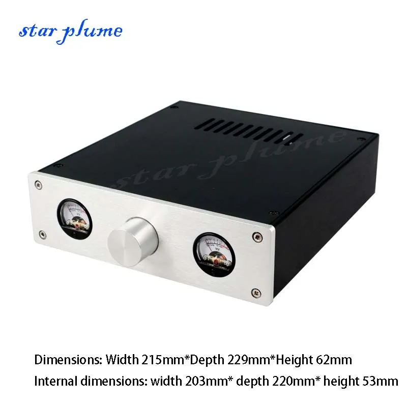 216 All-aluminum Shell Power Amplifier Chassis Preamplifier (215*229*62mm) VU Meter DIY Amplifier Audio Aluminum Shell Chassis