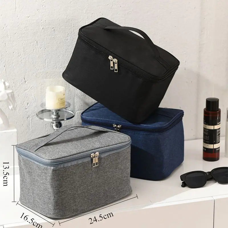 Toiletry Bag Square Business Travel Double-layer Large Capacity Makeup Oxford Cloth Storage Portable Handbag